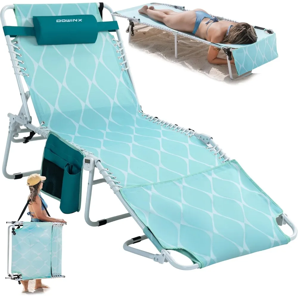 Oversized Tanning Chair with Face Hole, Portable Chaise Lounge for Adults, Folding Beach Chair Outdoor Lounge Chair for Outside