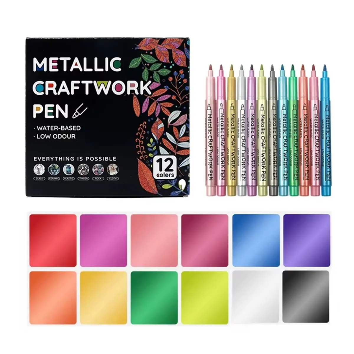 Best of 2026 Metallic Paint Markers,Acrylic Paint Pens for Rock Painting,Ceramic,Wood,Canvas,Glass,Card Making,DIY Crafts 12PCS