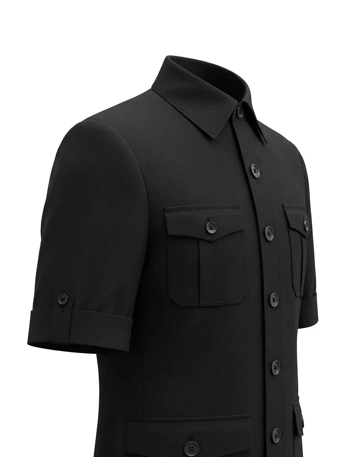 ST Cassy new black Safari Men's Suits Short Sleeve Slim Fit 2 Piece Jacket Pants High Quality Summer Male Clothing Costume - view 5
