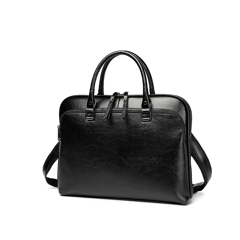 2024 Women's Briefcase with Large Capacity Cowhide Leather and Simple Design, Perfect for Commuting and Business Trips