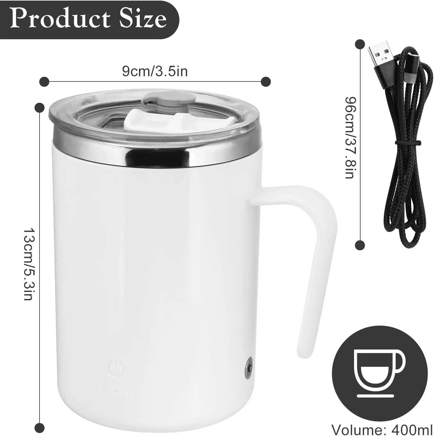 Self Stirring Mug Rechargeable Automatic Stirring Coffee Mug Stainless Steel Water Cup Home Office Mixing Cup for Coffee Milk