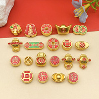 Mix 20pcs of alloy ingots and God of Wealth spacer beads, suitable for DIY necklace, earring, keychain jewelry making accessory