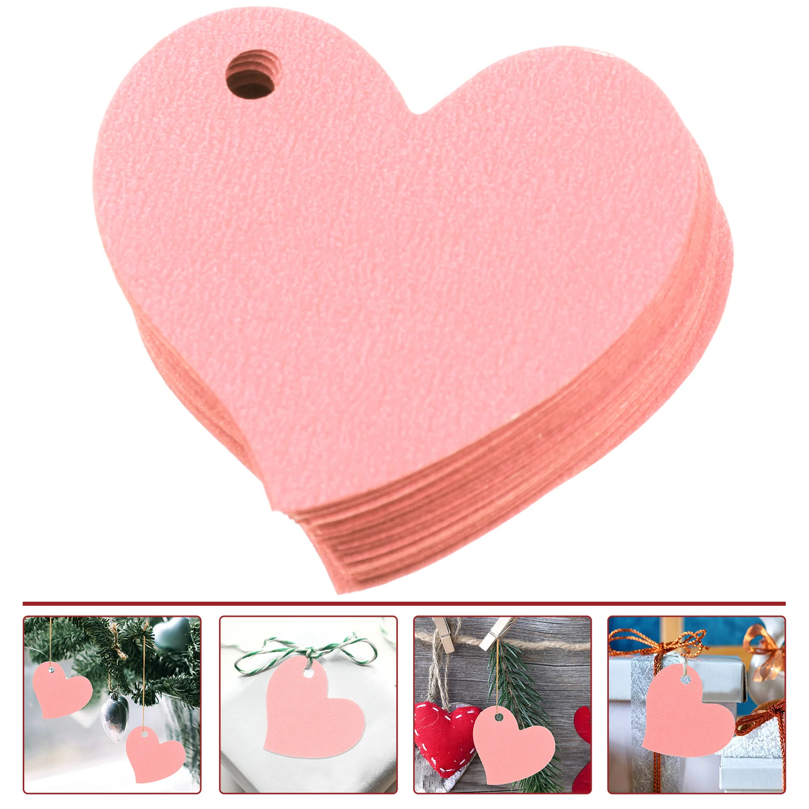 

50pcs Heart Shape Kraft Paper Gift Tags Diy Hanging Labels For Valentine'S Wedding Party Crafts Decorative Tags Embellishment