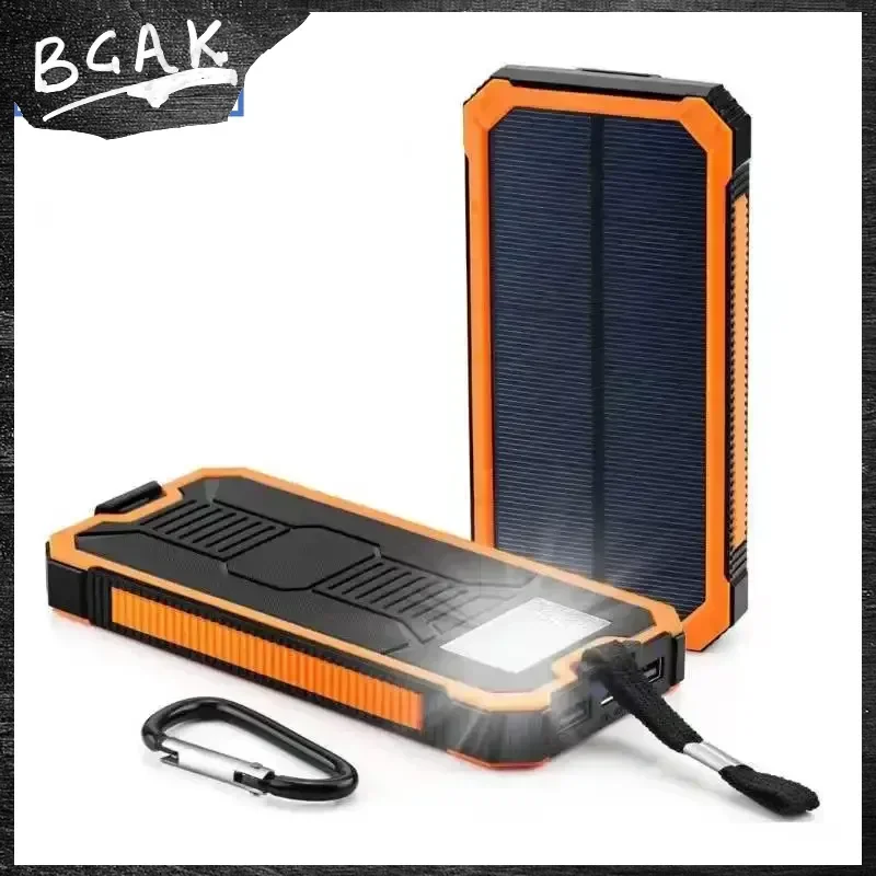 New Style Solar Power Bank Large Capacity Ultra-thin Waterproof Outdoor Emergency LED Light Solar BCAK Mobile Power Supply