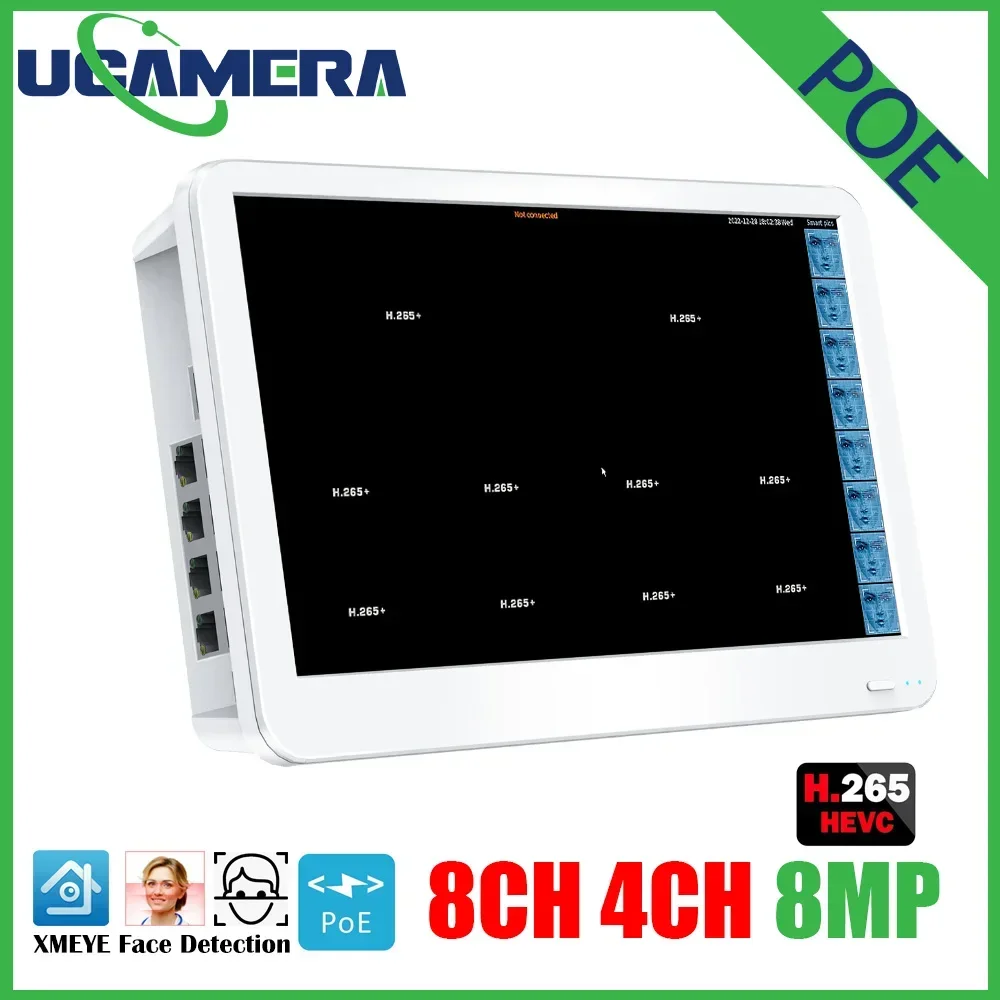 sistema de seguranca nvr com monitor lcd gravador de video em rede vigilancia xmeye 8ch 4k hd poe h265 cctv 8mp p2p 116 01