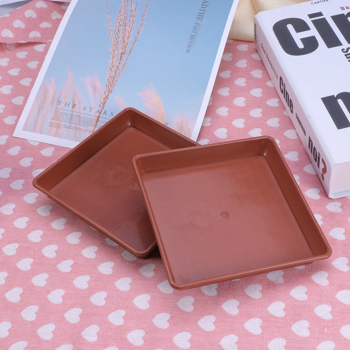 

10Pcs Square Plant Pots Tray Plastic Heat Resistant Durable Flower Pot Saucers for Indoor Outdoor Garden Decoration