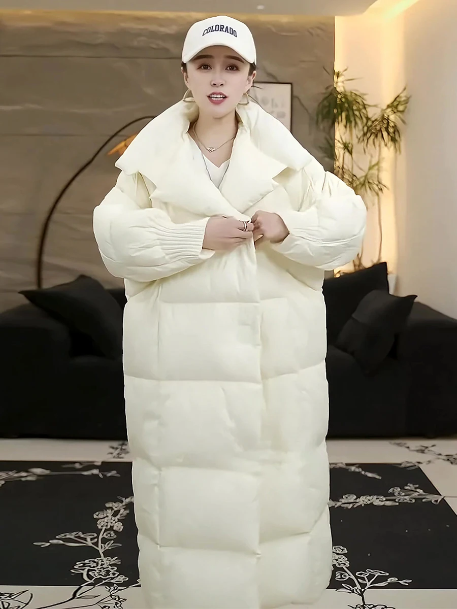 Inverno Thiened Bianco Du down Jaet Cappotto da donna con colletto alla moda Caldo pendolare Sle di media lunghezza Altro colletto