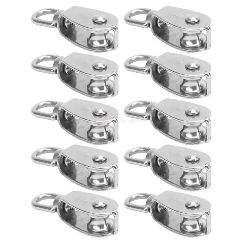 10Pcs M15 Pulley Block 304 Stainless Steel Heavy Duty Traction Wheel Single/Double Wheel Lifting Rope Block Wholesale