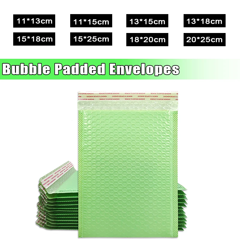 50pcs/set Waterproof And Thickened Bubble Envelope Bag Light Green Bubble Padded Envelopes Clothing Express Packing Bag