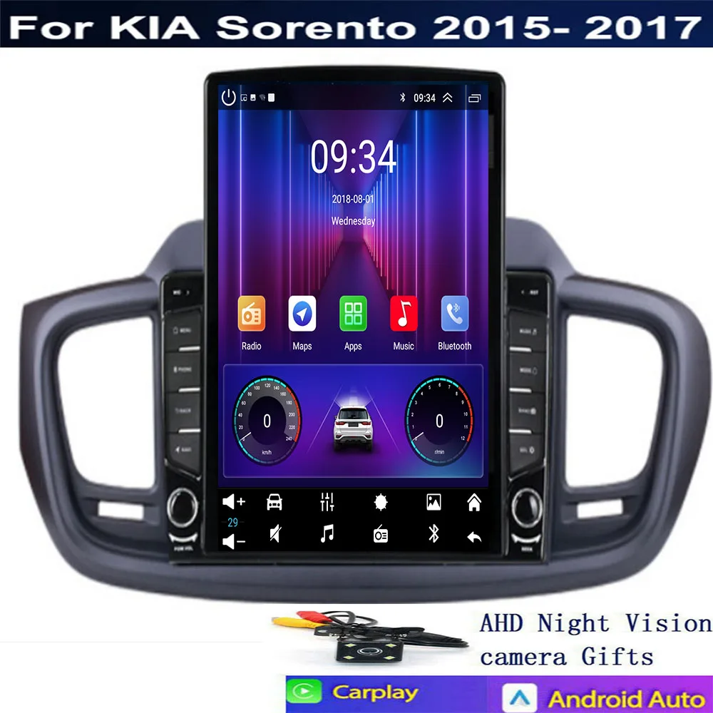 Carplay For Kia Sorento 2015-2019-2030 Android 14 Car Tesla Radio Vertical Screen Multimedia Player Head Unit Car GPS Navigation