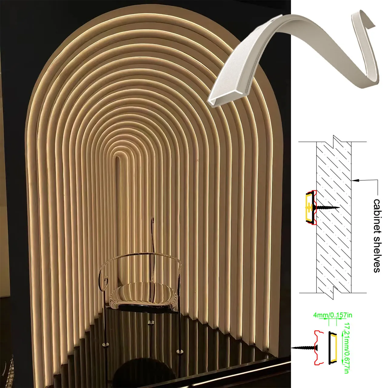 Silikonowe osłona rury Neon LED 17x4mm (5 szt.) 0.5m-tworzą ciepłą i zachęcającą atmosferę dzięki temu eleganckiemu lampowi LED