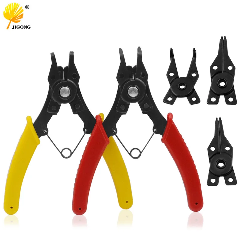 Internal and external four-in-one spring pliers, four-head ring pliers, red/yellow spring pliers, shaft spring disassembly and a