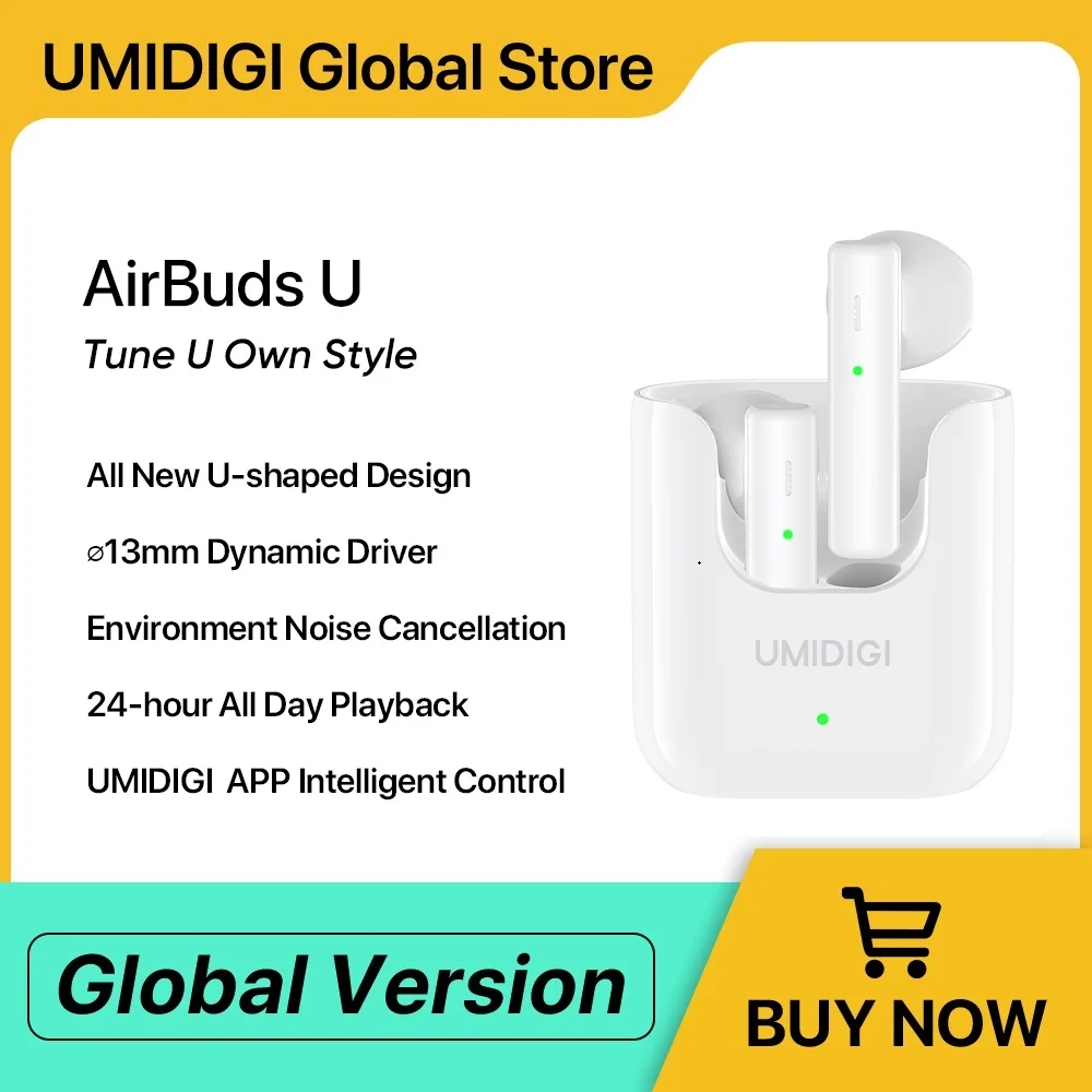 UMIDIGI AirBuds U TWS Wireless Earphones Bluetooth 5.1 ENC Noise Reduction 380mAh Charging Box Sports Headsets With Microphone