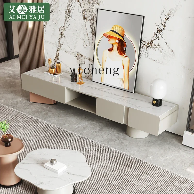 

XL Light Luxury Microlite TV Cabinet Small Apartment Living Room Personalized Tea Table Combination