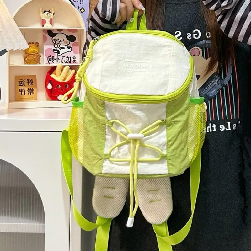 HAEX Dopamine Harajuku Backpacks Women 2025 Casual Light Nylon Patchwork Bags Female Small Capacity Daily Outgoing Bolso Mujer
