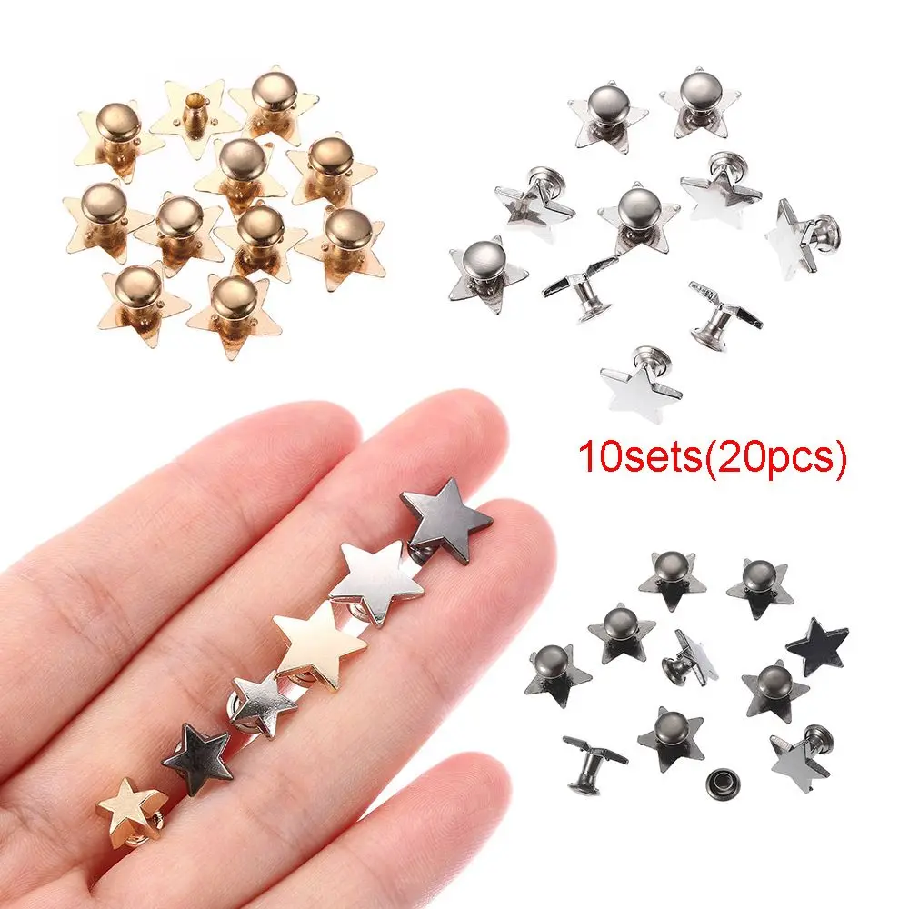 10sets(20pcs) Hat Bag Crafts DIY Scrapbooking Garment Cloth Button Stars Rivets