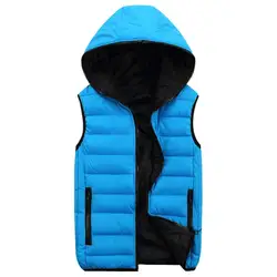 Men Fashion Autumn Winter Thicken Cotton Waistcoat Sleeveless Vests Jacket Coat Men Warm Hooded Hat Outwear Vest Jacket Men