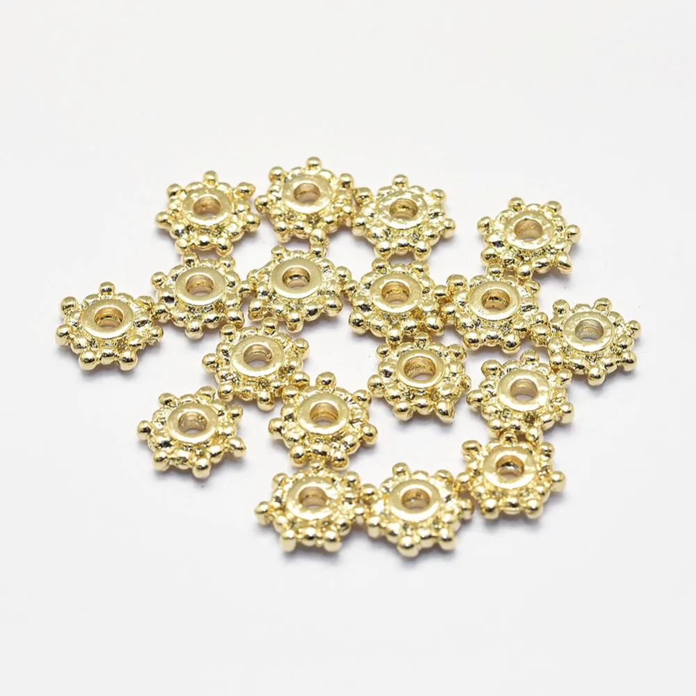 

20PCS Long-Lasting Plated Brass Spacer Beads Real 18K Gold Plated Nickel Free Flower 7.5x2mm Hole: 2mm