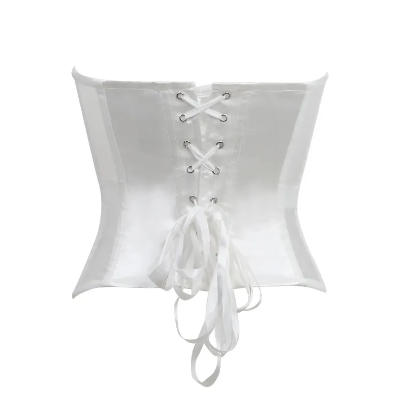 Sexy Strapless Corset Bustier with Bra Breathable Mesh Floral Lace Up Backless Bodice Shaper Slimming Tight Tops Women