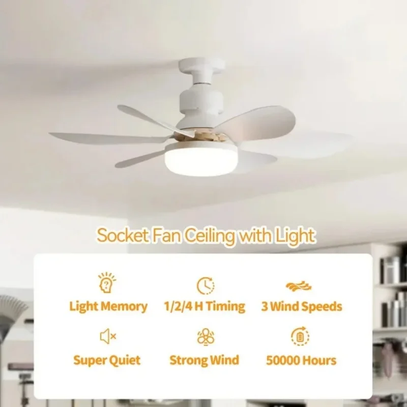 

With Remote Control Suitable For Home E27 Room Ventilation Lighting And Heat Dissipation Grained Ceiling Fan Light 40W