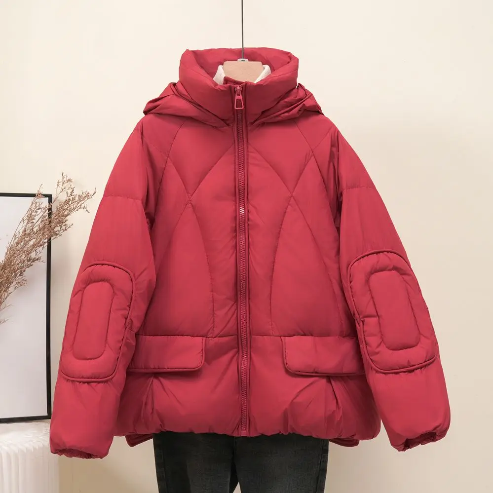 Herbst und Winter neue Damen Daunenjacke lose Kapuze weiße Ente Daunenjacke