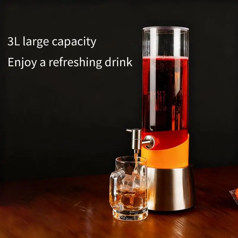 

Large Capacity Beer Dispenser 3L Capacity Feature Color Changing Light Durable Nonrust Steel Design Perfect For Gatherings B03E