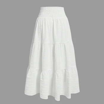Girls White Layered Skirt 5 Girls' Fashionable and Simple Pure White Summer High-Waisted Multi-Layered Cake Skirt. Girls' Elegant and Playful Ladylike Outfit. Suitable for Going Out, Home Wear, Daily Wear, Skin-Friendly, Comfortable Travel Clothing 5