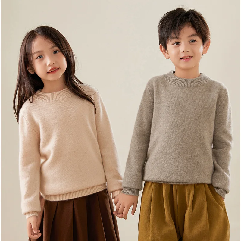 

2024 Autumn and Winter New Strict Selection Wool Sweater round Neck Solid Color Long Sleeve Men's and Women's Same Knit