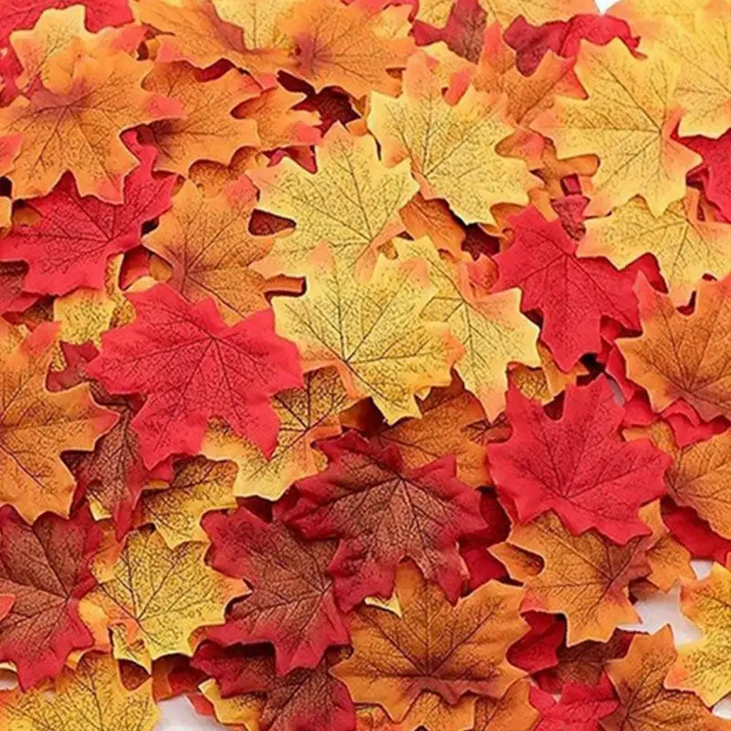 50Pcs Artificial Silk Leaves Leaves Autumn Fake Leaves For Wedding Party Thanksgiving Halloween Festival Decoration Photo Props