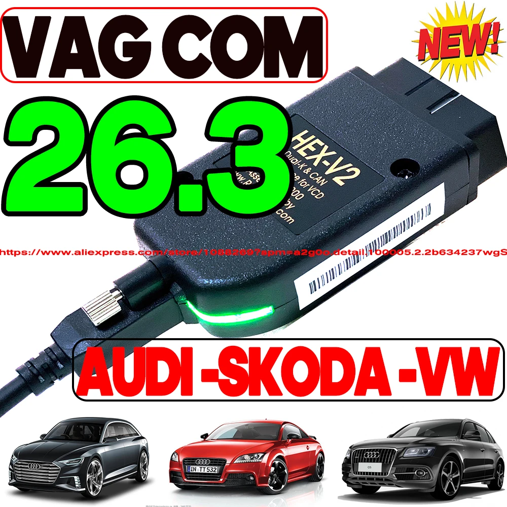 2026 UPDATE V26.3 Vag com Diagnostic Update Online With Unlimited VINS  VAG HEX-V2 Usb Interface Coding Function VCDS TOOL
