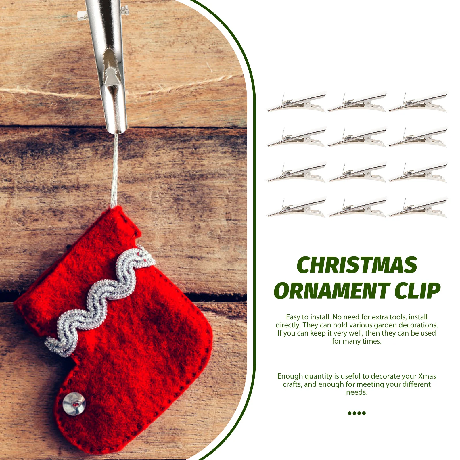 

100Pcs Xmas Metal Clip Iron Christmas Tree Ornament Clip Multi-purpose Adornment Holder Craft Clips 2.5x0.5x0.4cm