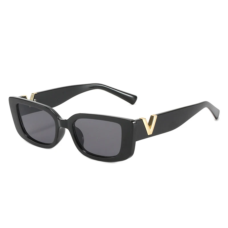 New Sunglasses Metal V Square Fashion Sunglasses Lady Retro Street Photo Candy Colored Glasses Ins