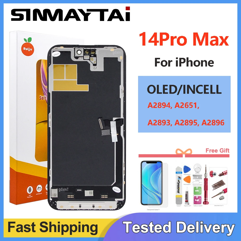 Für iPhone 14 Pro Max RJ Soft OLED LCD Display Touch Digitizer Baugruppe Ersatz für A2894 A2651 A2893 - Incell Bildschirmreparatur