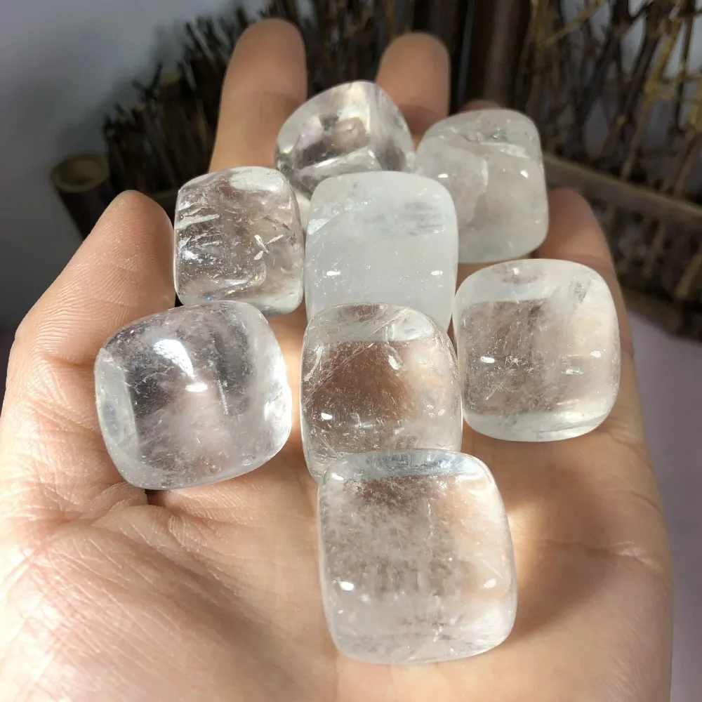 Larger Particles Polished Natural Clear Quartz Square Tumble Reiki Healing Crystals Degaussing Bonsai Fishtank Decor