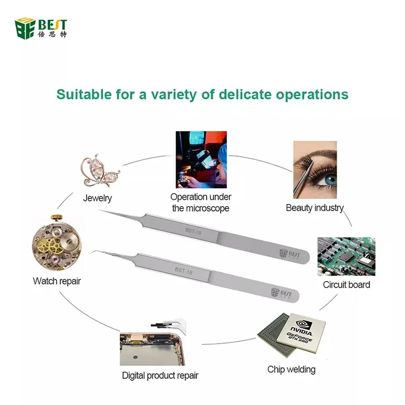 BST BST-18 BST-19 Ultra-precision Flying Line Tweezers Fine Sharp Needle for Mobile Phone Motherboard Chip Repair Tweezers Tool