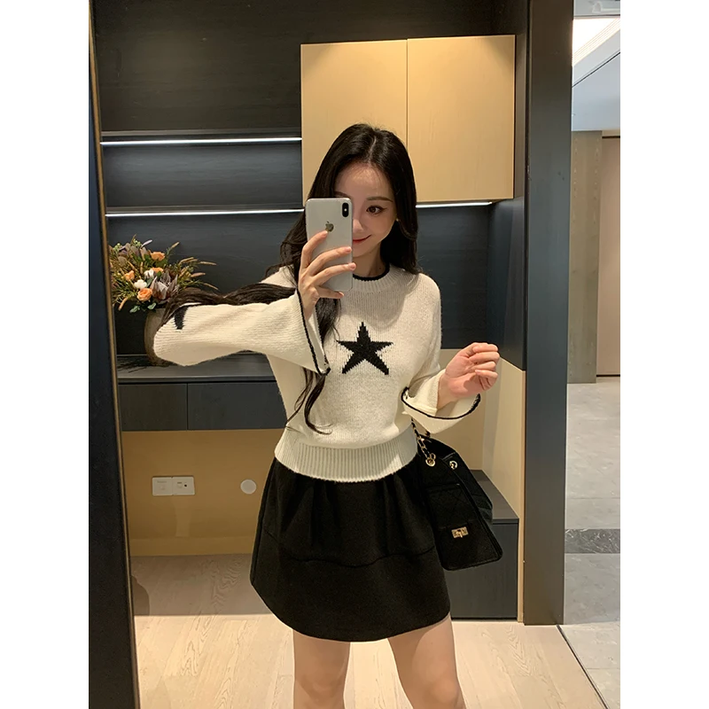 

Мягкий уютный осенне-зимний шерстяной вязаный свитер для женщин, универсальный облегающий свитер XIN, пушистый вязаный джемпер с круглым вырезом L...