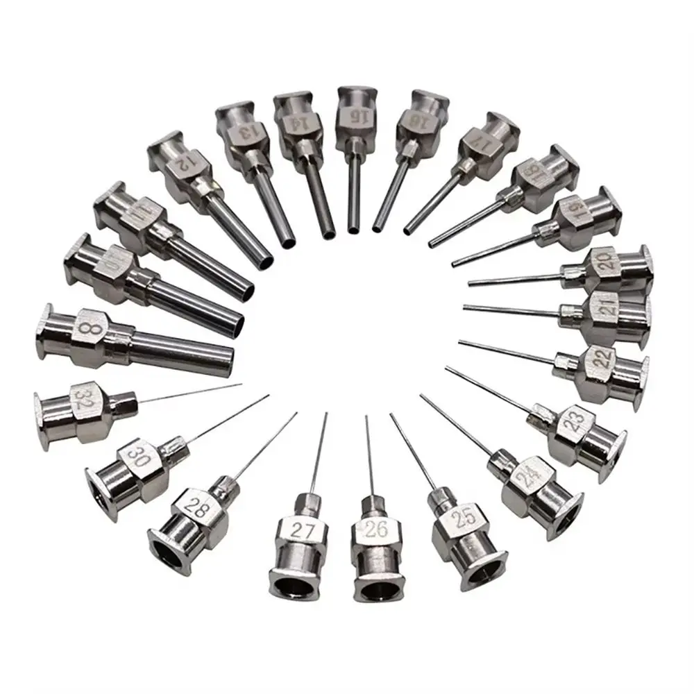 12Pcs Stainless Steel Dispensing Machine Needle 8G-30G Fluids Metal Industrial Glue Injection Needle 25mm Blunt Tip