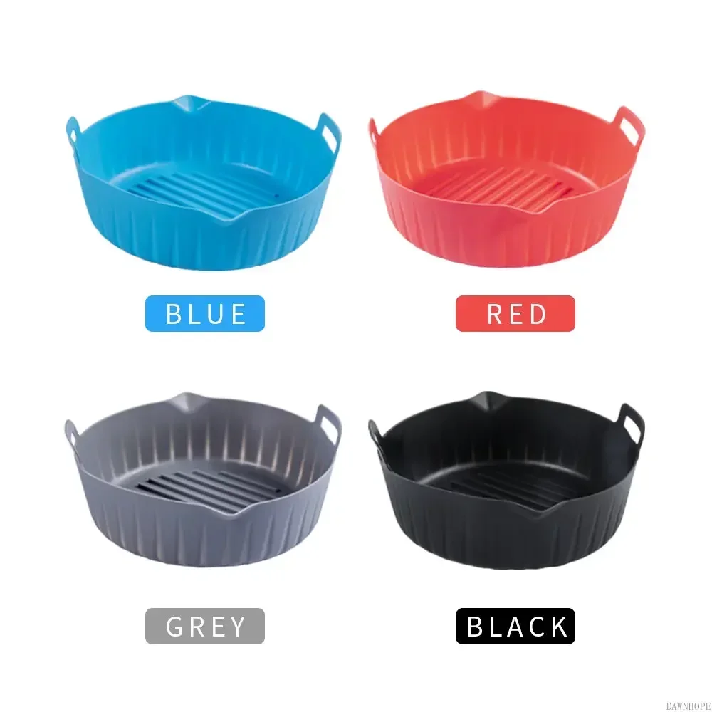 For Air Fryers Oven Baking Tray Fried Chicken Basket Mat AirFryer Silicone Pot Round Replacemen Grill Pan Accessories Tool
