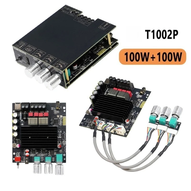 XY-T1002P 100W X 2 Digital Amplifier Board with TPA3221 Chip Bluetooth 5.2 AUX USB Flash Drive Support USB APP Control DC12-30V