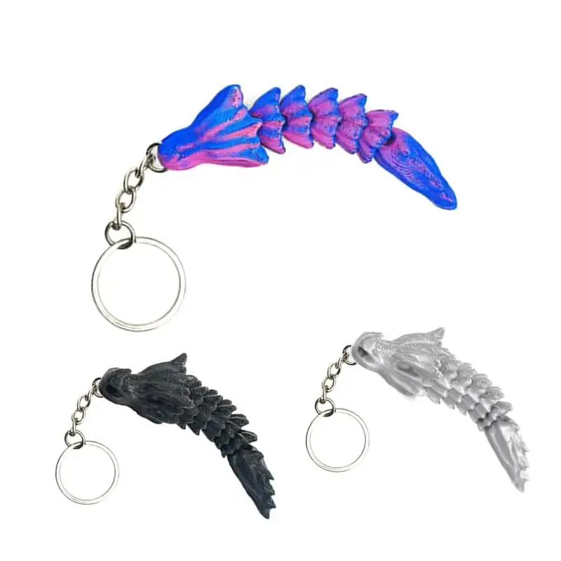 Dragon Keychain 3D Printed Dragon Keychain Movable 3D Printed Dragon Key Ring Articulated Bone Dragon Tail Keychains For Girls