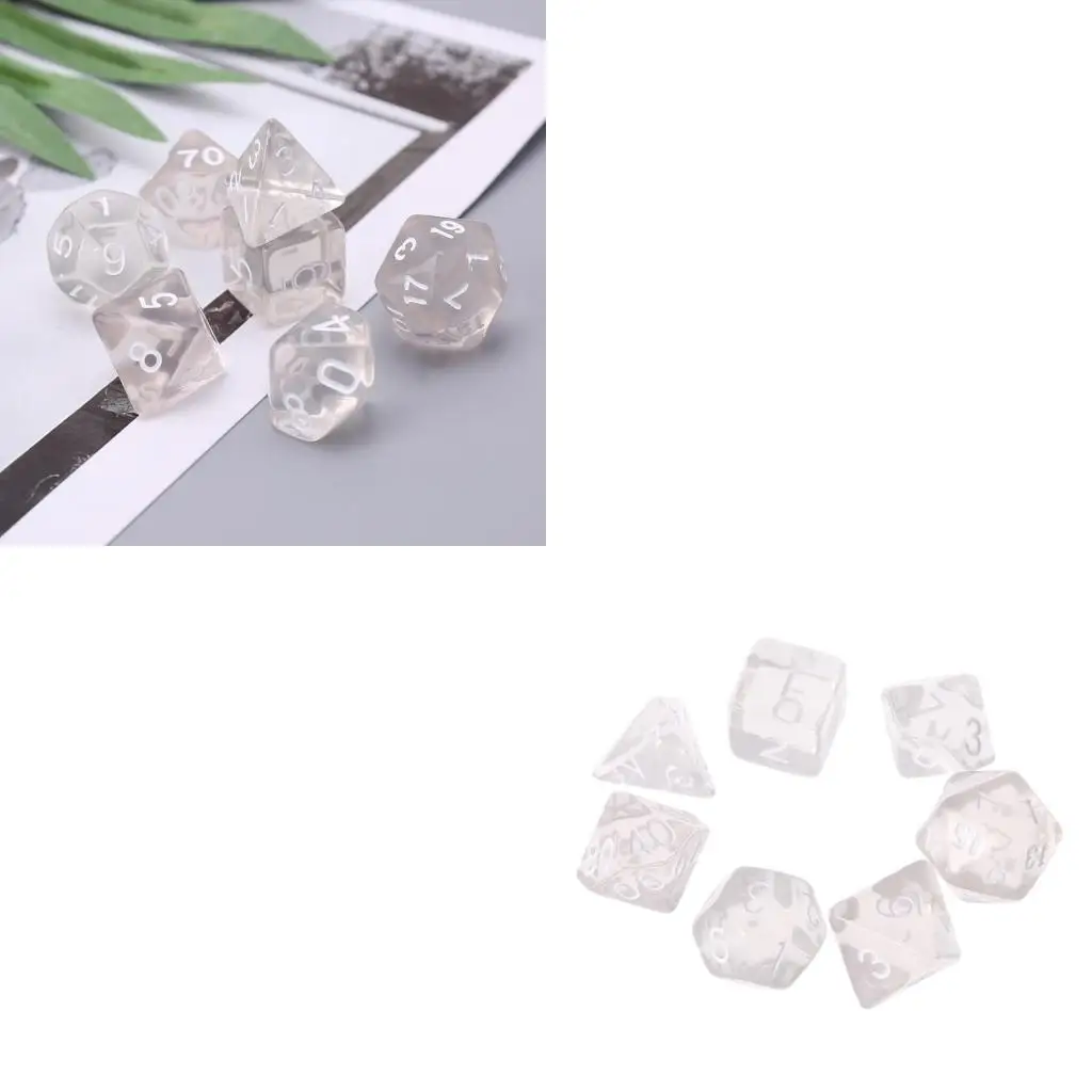 

Q39E Набор 7-гранных многогранных кубиков для РПГ DND D&D D4-D20 Clear