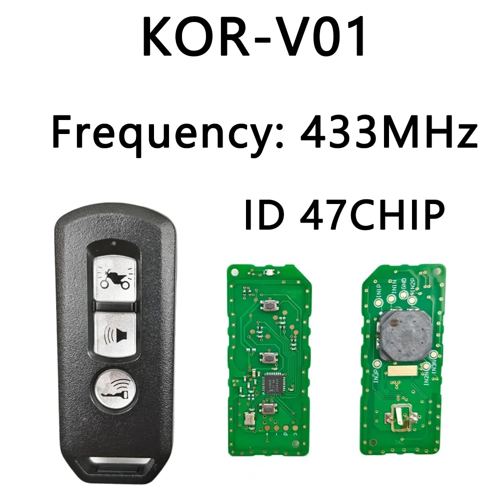 KOR-V01,Remote key suitable for Honda motorcycles 125i/150i/300i ADV X-ADV PCX, 47 chip, frequency 433MHz