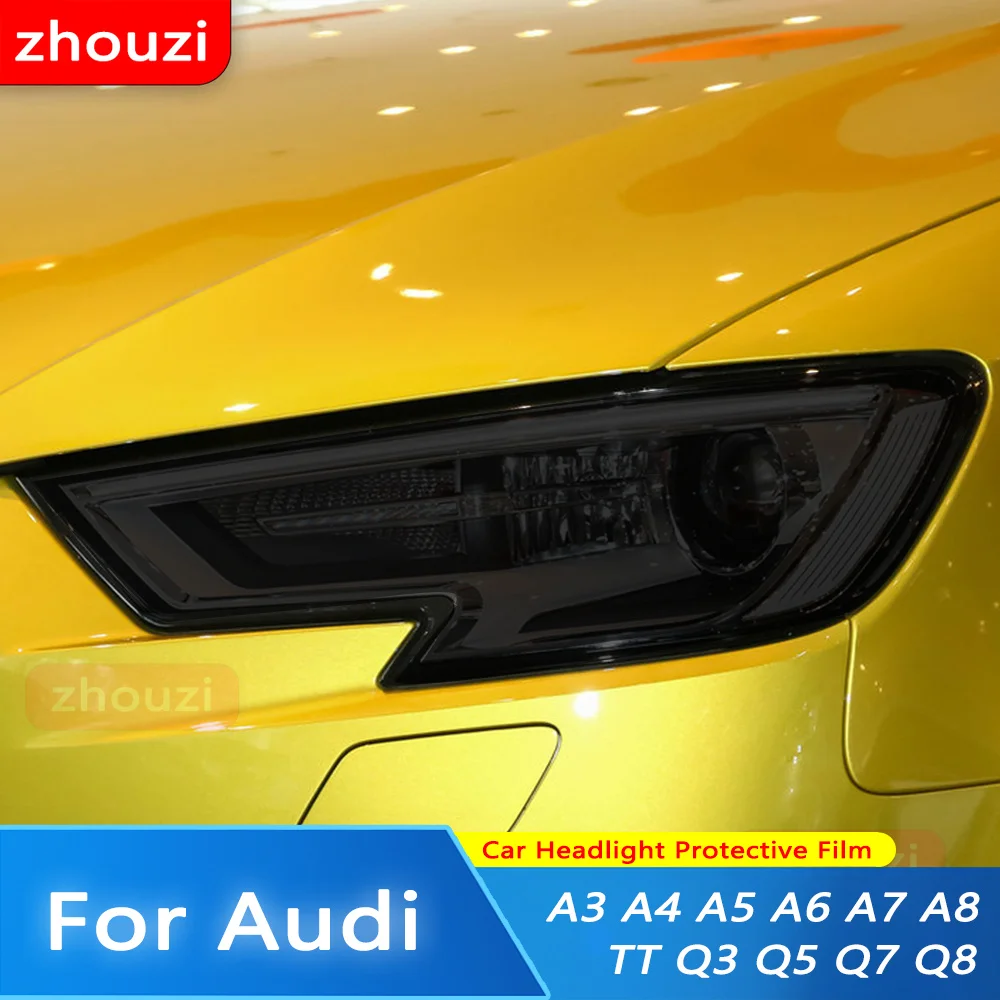 Car Headlight Protective Film Smoked Black TPU Sticker For Audi A3 RS3 S3 A4 S4 B9 A5 A6 S6 C8 A7 A8 D4 TT TTS Q3 Q5 Q7 Q8 RSQ8 