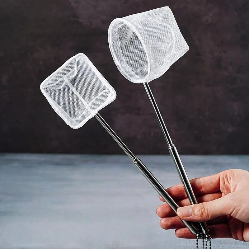 New Aquarium Square Fish Net with Suction Cup Extendable Long Handle Shrimp Tank Clean Tool Durable Safe Catching Accessories