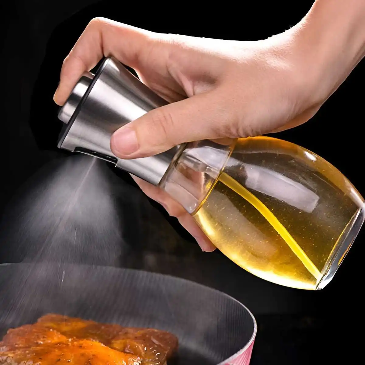 1pc Multifunctional 200ml Push Atomization Spray Bottle Vinegar Bottle Lemon Juice Bottle Barbecue Steak Kitchen Spray Can