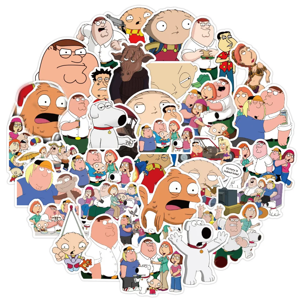 10/30/50/100pcs Cartoon Family Guy Stickers Decals DIY DIY Laptop Skateboard Phone Case Waterproof Vinyl Cute Kids Sticker Toys