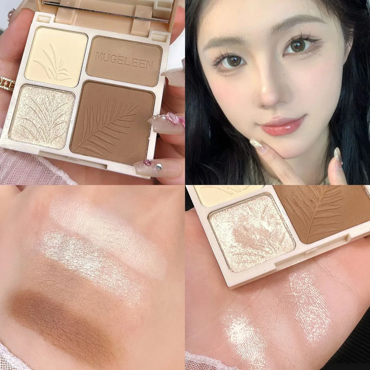4 Colors Facial Highlighter Makeup Palette 3D Nose Shadow Cosmetics Matte Face Contouring Shadow Palette Face Beauty Makeup Tool