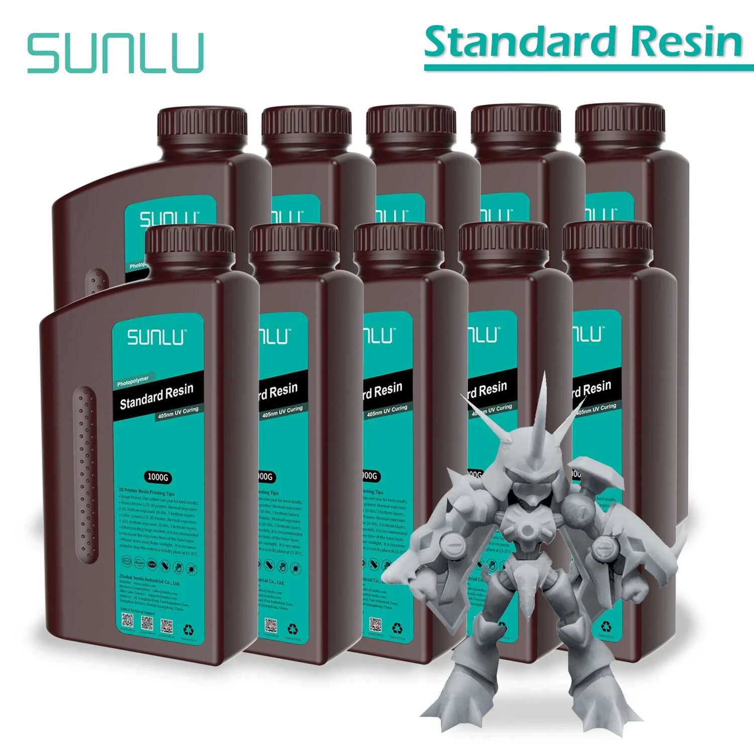 Résine photosensible standard SUNLU pour l'impression 3D – Faible odeur, haute précision, facile à utiliser, idéale pour les débutants, économique