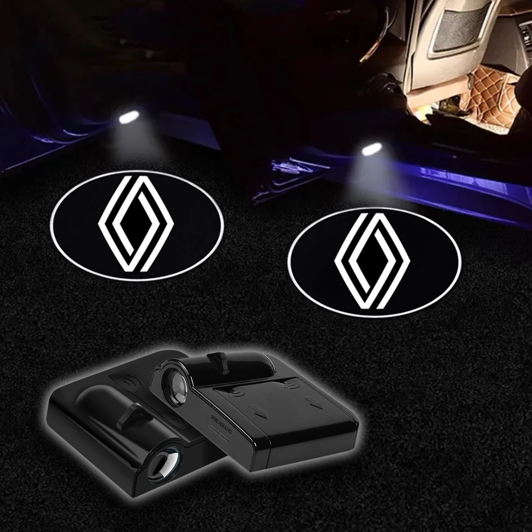 1/2 pçs led porta do carro projetor universal luzes de boas-vindas de alta definição para renault clio laguna 2 megane 2 3 espanador logan captur