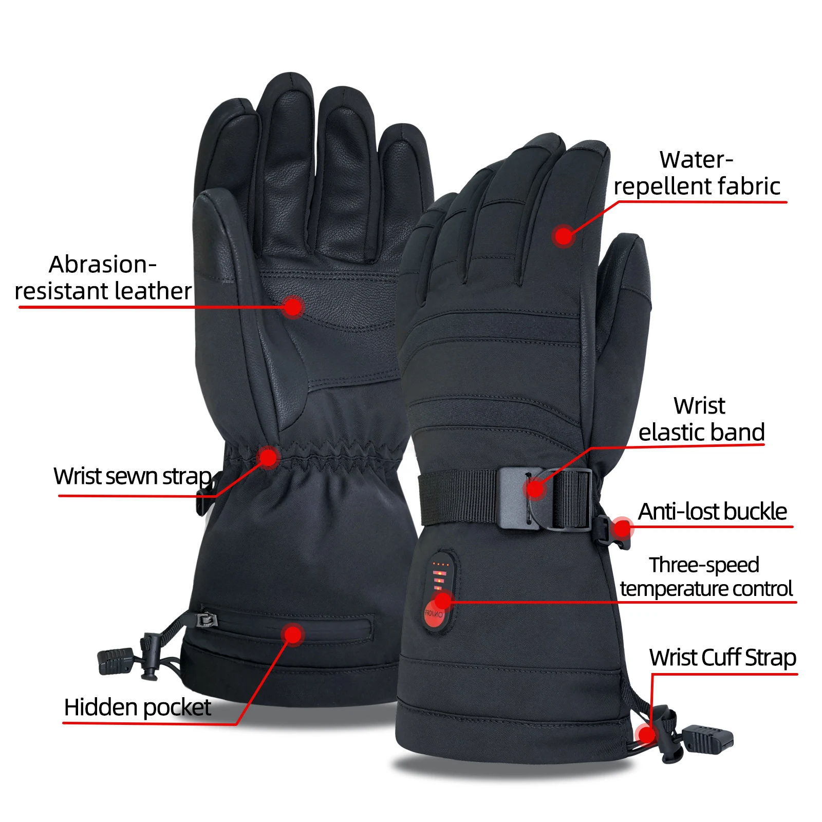 Rechargeable Heated Gloves, Touchscreen Compatible, 3 Heating Levels, Waterproof Winter Warmth for Men and Women, Ski Gear